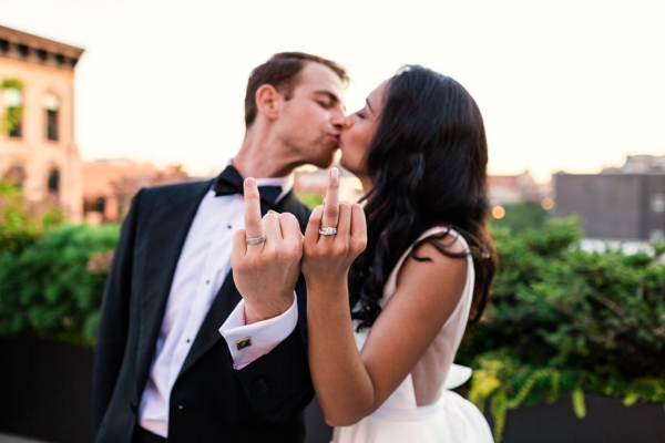 Chicago newlyweds ring fingers