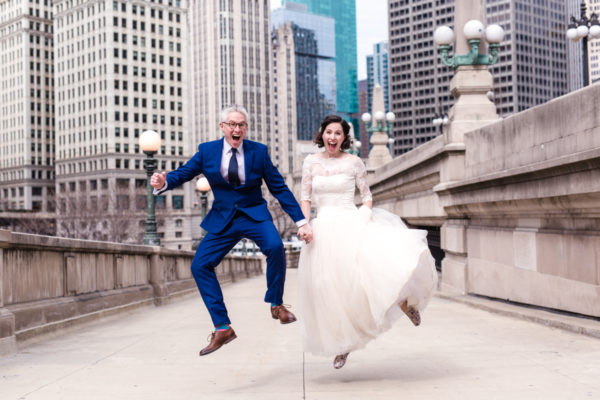 Downtown Chicago newlyweds