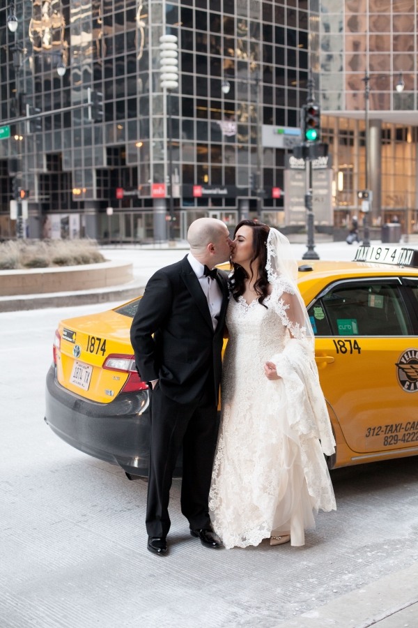 Chicago Wedding Photos Yellow Cab