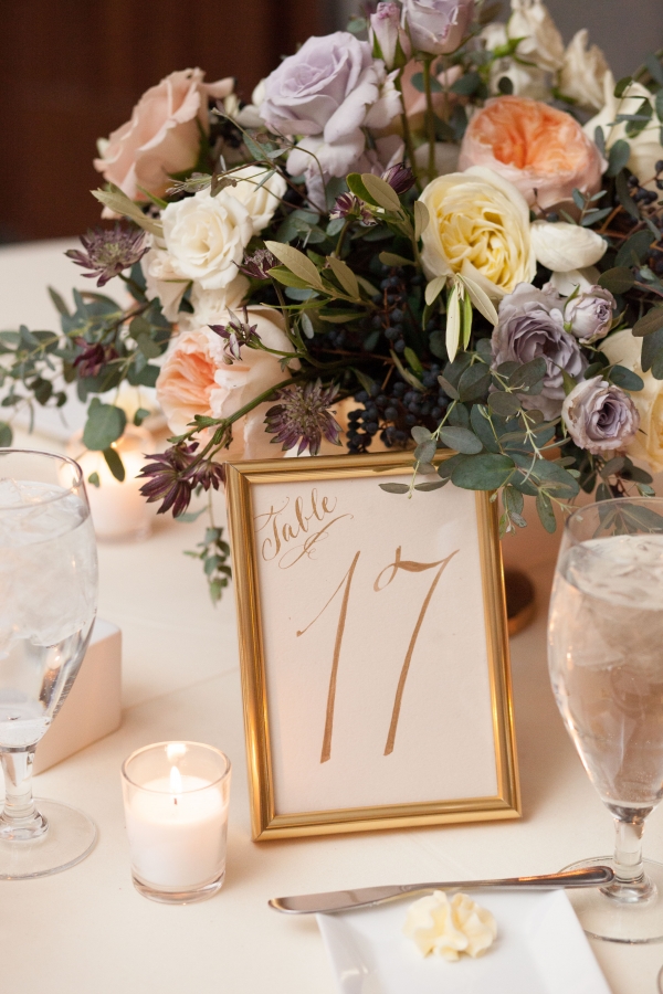 Pastel Centerpiece with Calligraphy Table Number