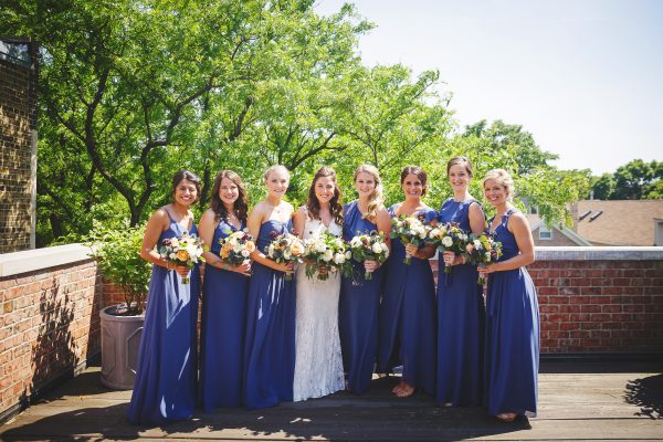 Bridesmaids in Blue Joanna August Dresses