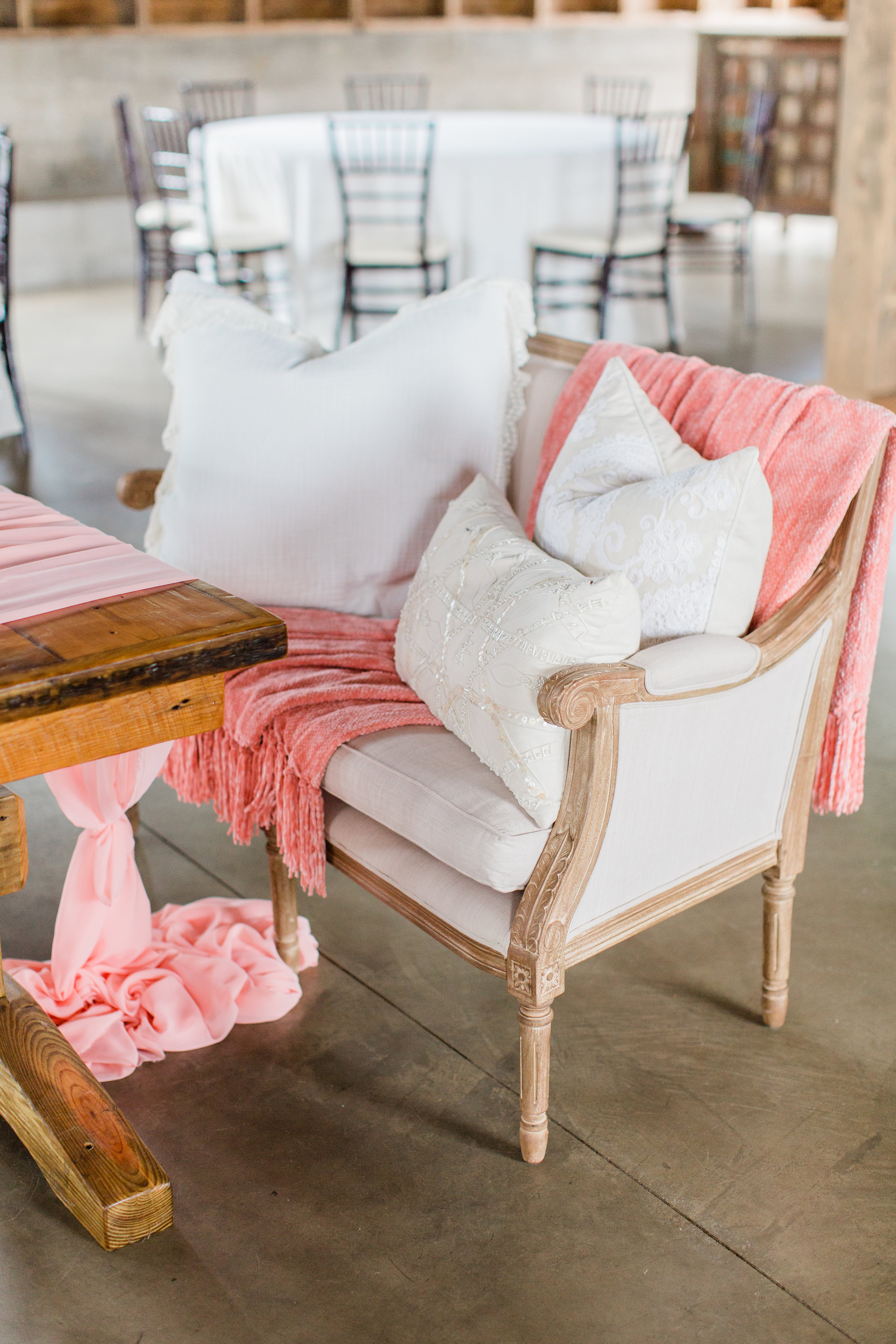 Pink and White Wedding Lounge Seating