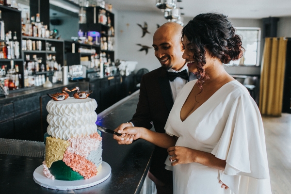 Warm Colorful Retro Mod Chicago Wedding Inspiration at The Duck Inn (26)
