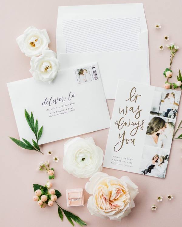 Minted Save the Dates Lakeshore in Love