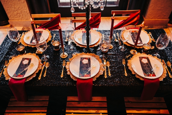 Dramatic Black and Red Wedding Inspiration at Hotel Baker in St Charles (1)