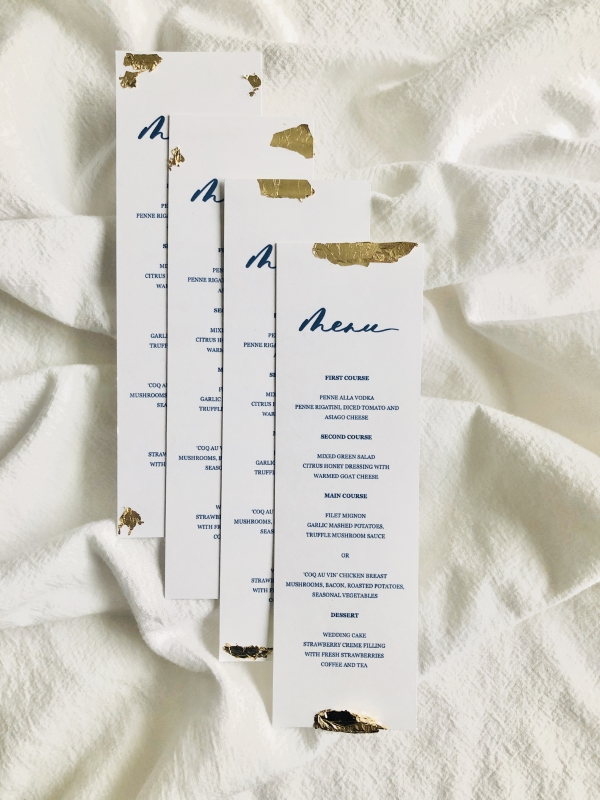 Spot Calligraphy on Menu Cards