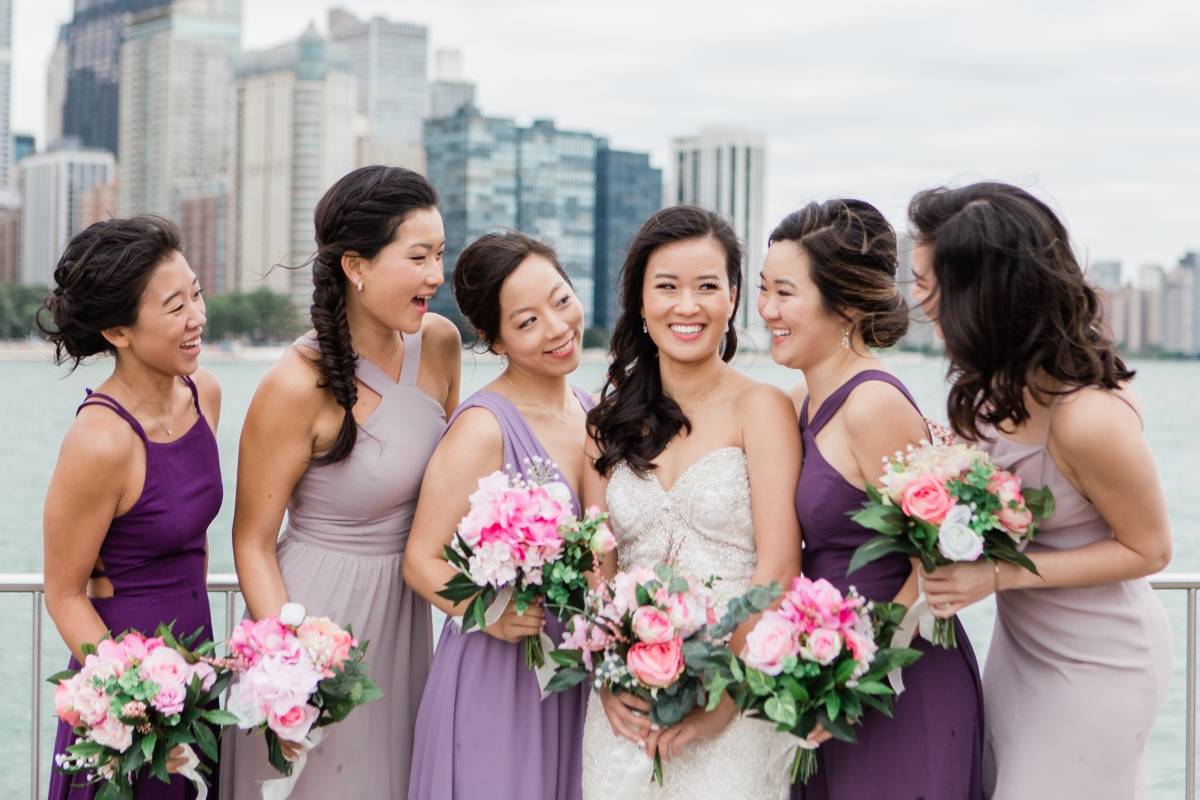 Bridesmaids in Purple at Chicago Olive Park