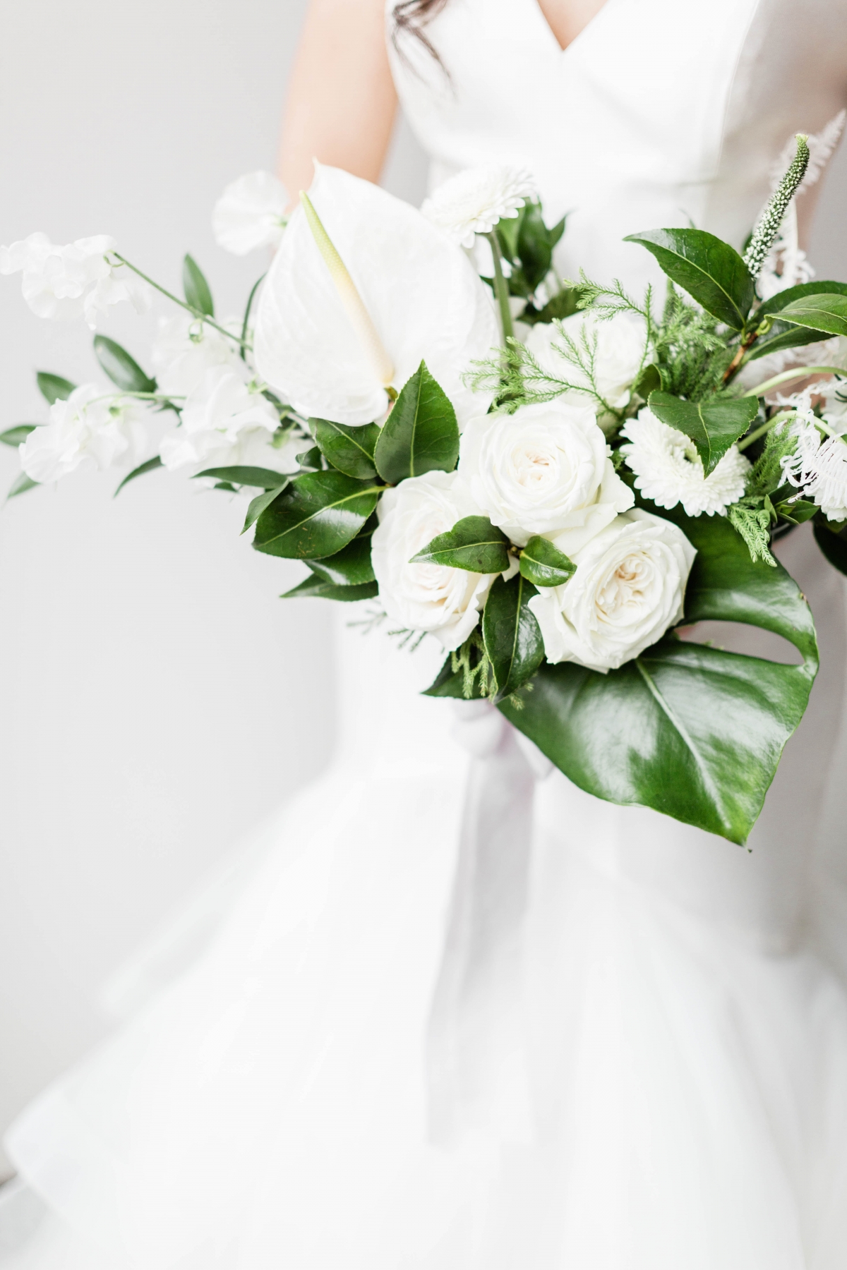 Organic White and Green Bride Bouquet