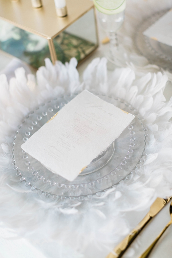 Clear and White Wedding Place Setting
