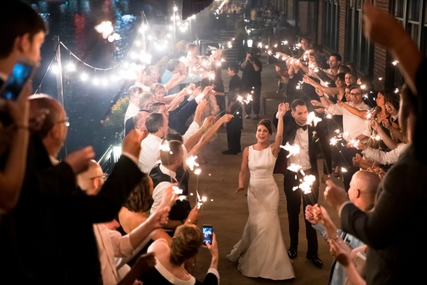 Newlywed with Sparkler Exits