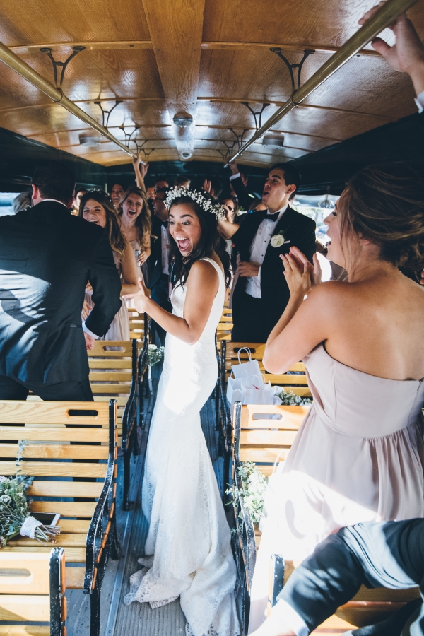 Bridal Party on Chicago Trolley