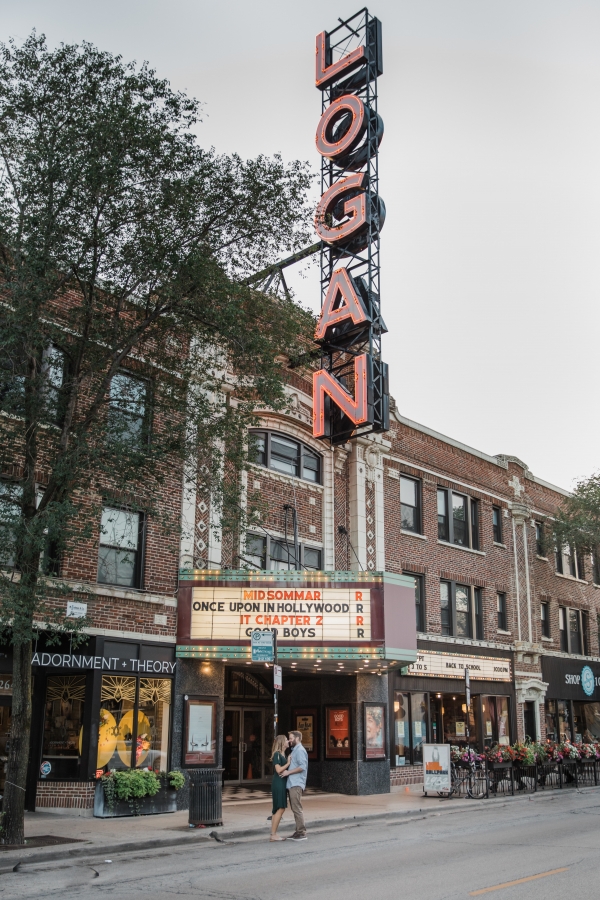 Couple in front of Logan Theater