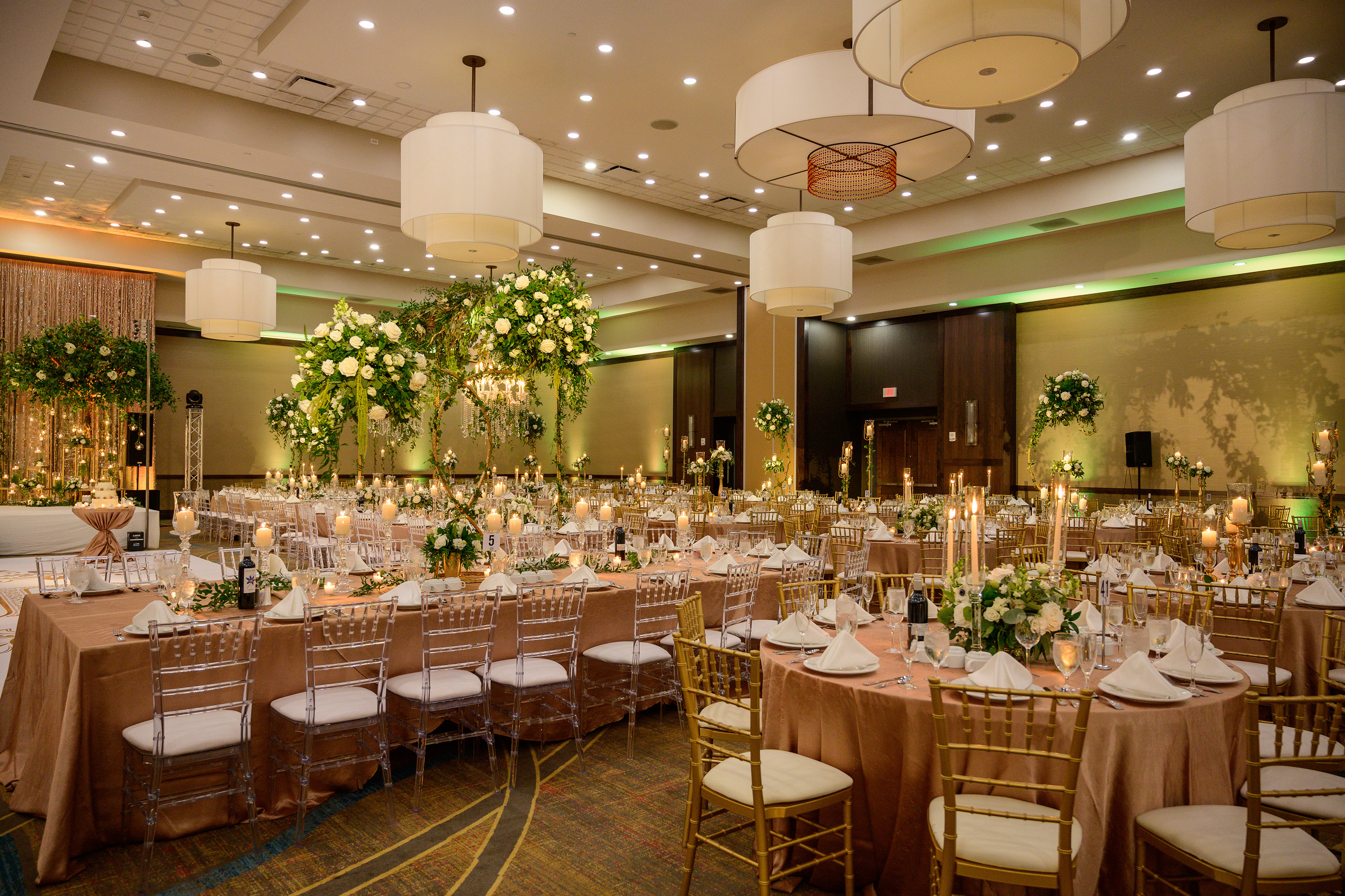 Gold and Green Wedding Reception Yanni Design Studio