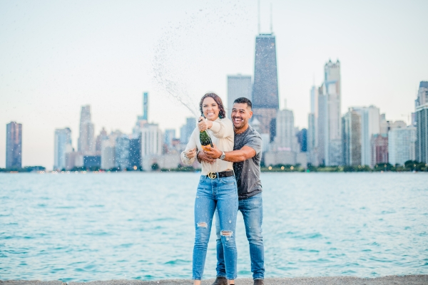 Downtown Summer Chicago Engagment Photos at Wrigley Building and North Ave Beach-122