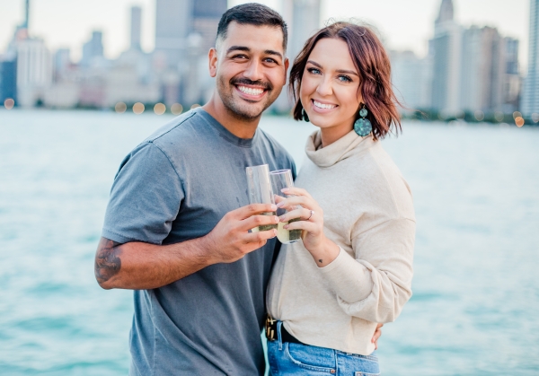 Downtown Summer Chicago Engagment Photos at Wrigley Building and North Ave Beach-139