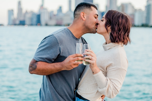 Downtown Summer Chicago Engagment Photos at Wrigley Building and North Ave Beach-142