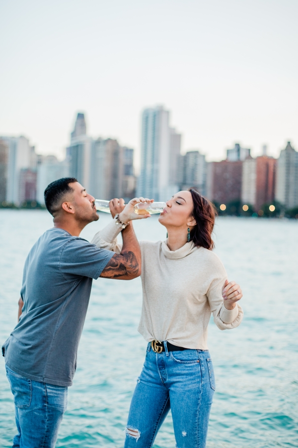Downtown Summer Chicago Engagment Photos at Wrigley Building and North Ave Beach-143