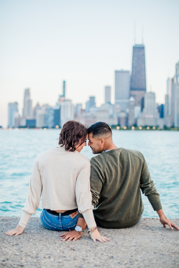 Downtown Summer Chicago Engagment Photos at Wrigley Building and North Ave Beach-152