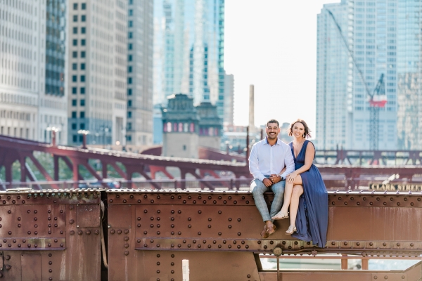 Downtown Summer Chicago Engagment Photos at Wrigley Building and North Ave Beach-16