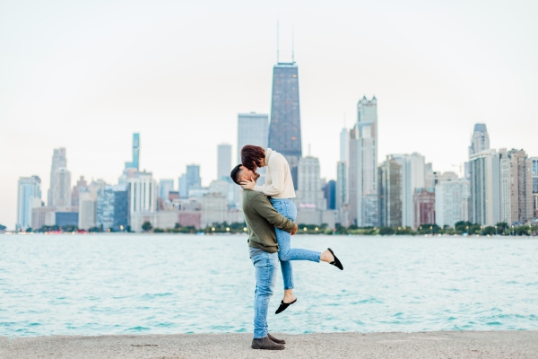 Downtown Summer Chicago Engagment Photos at Wrigley Building and North Ave Beach-164