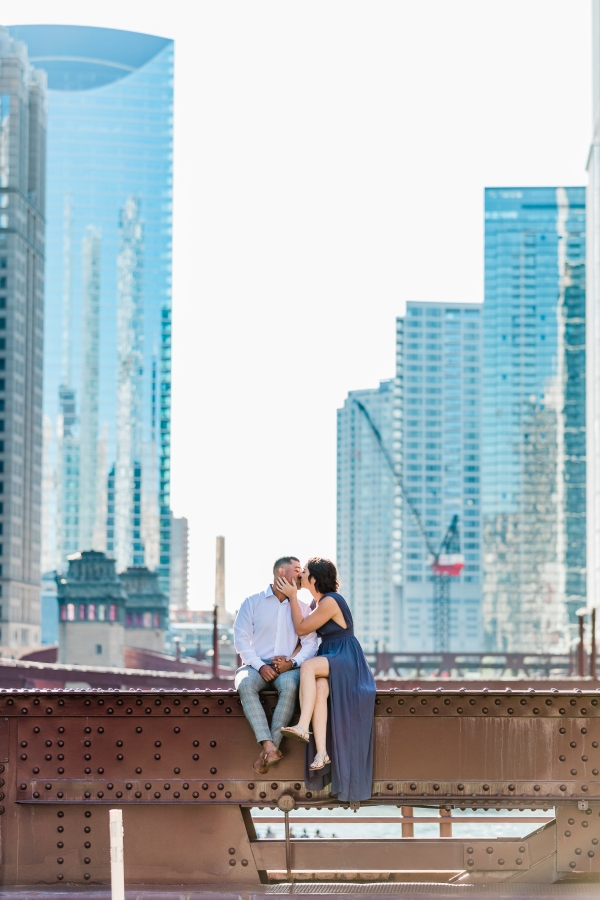 Downtown Summer Chicago Engagment Photos at Wrigley Building and North Ave Beach-17