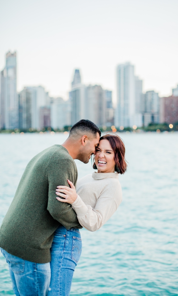 Downtown Summer Chicago Engagment Photos at Wrigley Building and North Ave Beach-173