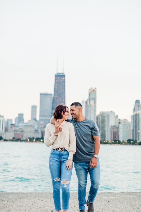 Downtown Summer Chicago Engagment Photos at Wrigley Building and North Ave Beach-189