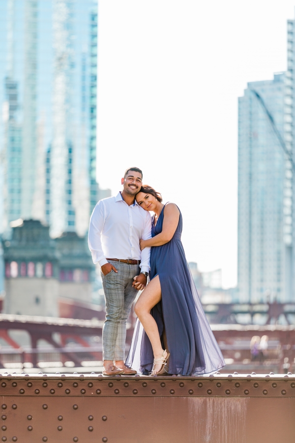Downtown Summer Chicago Engagment Photos at Wrigley Building and North Ave Beach-9