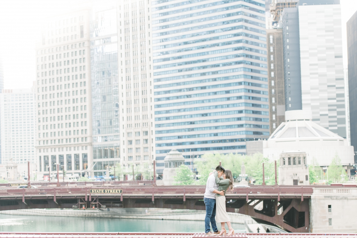 Engagement Session at Chicago Riverwalk and Wrigley Building