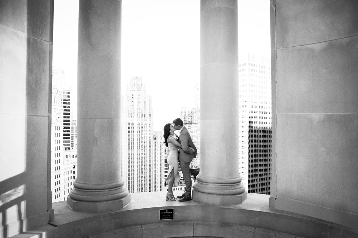 Classic Chicago Engagement Session at LondonHouse and Lake Michigan