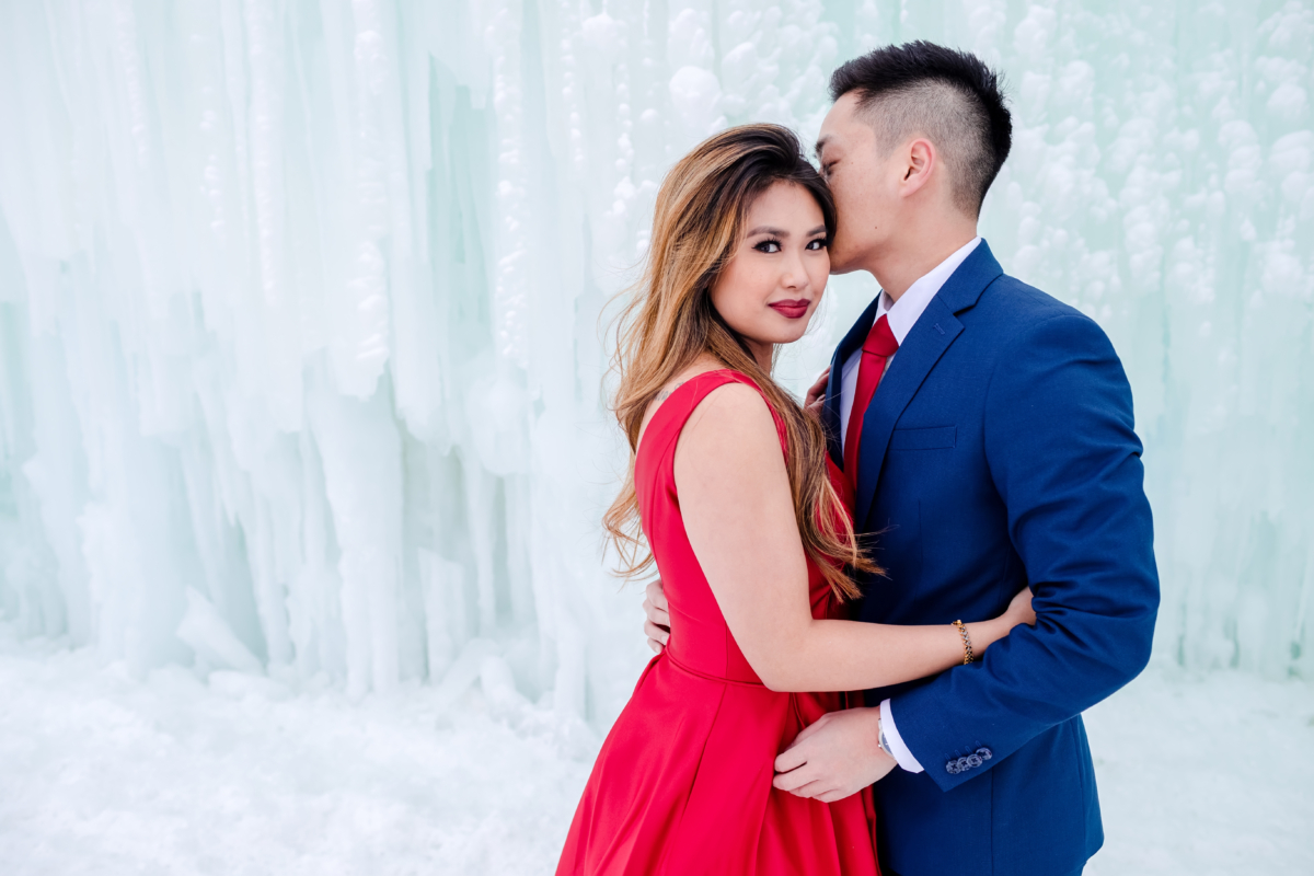 Icy Winter Engagement Photos at Wisconsin Ice Castles