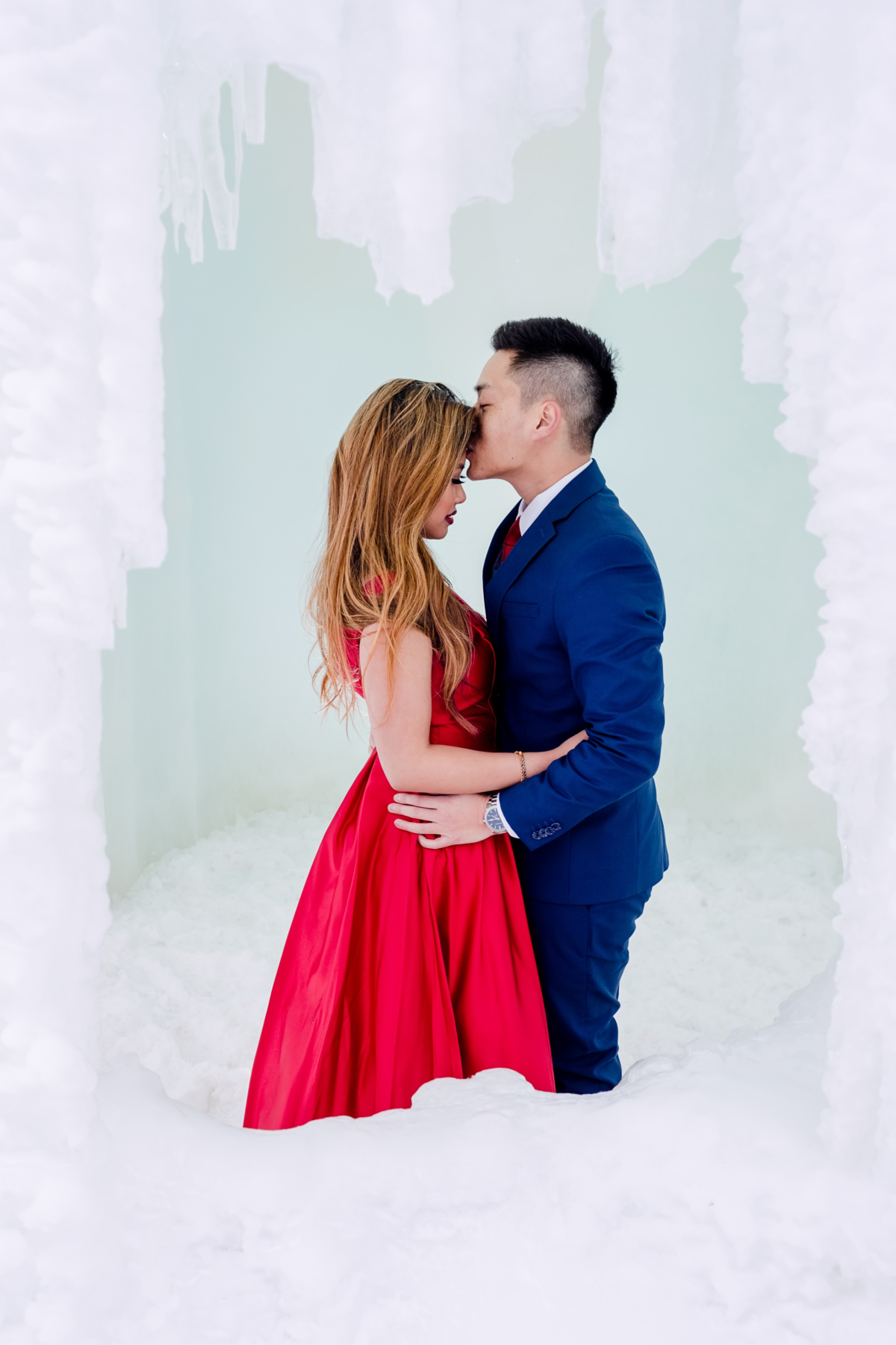 Icy Winter Engagement Photos at Wisconsin Ice Castles
